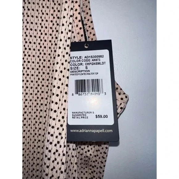 Adrianna Papell size Small pleated dot sleeveless shirt tank pink blouse NWT - Picture 2 of 4
